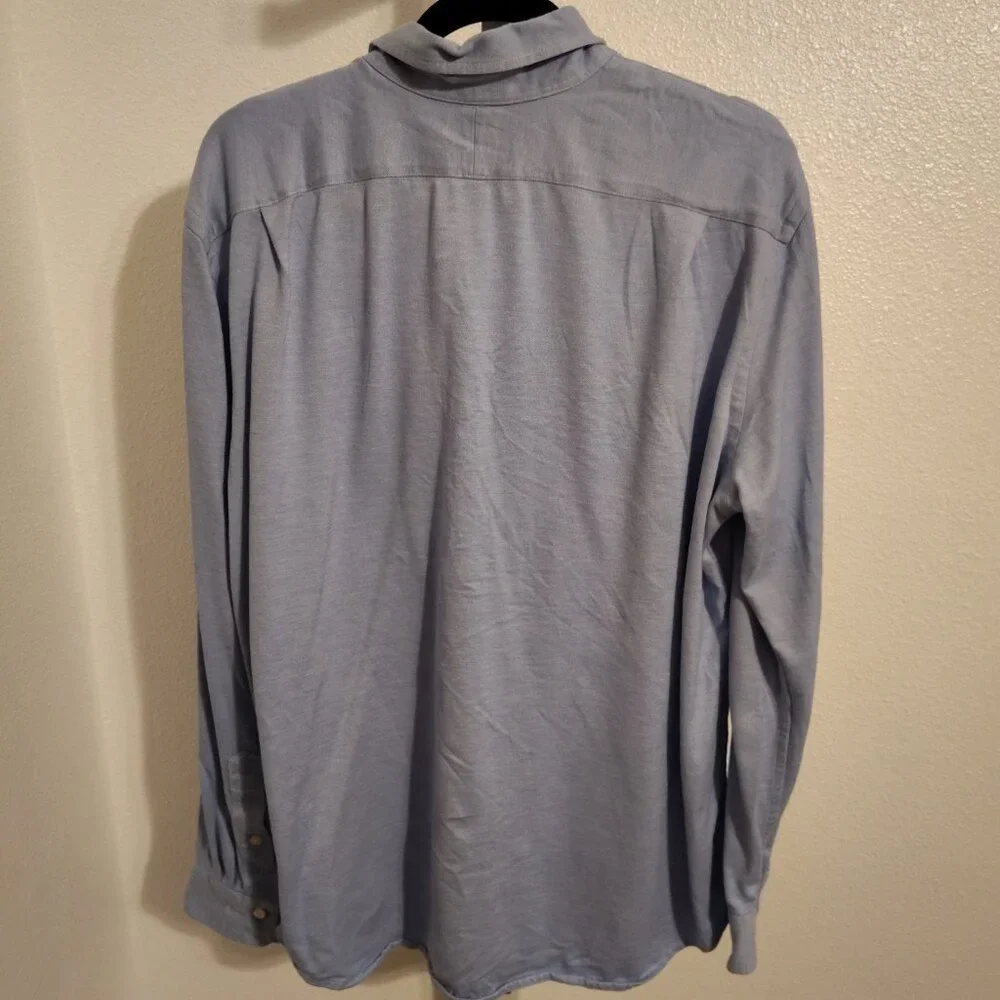 Polo Ralph Lauren Men's Knit Dress Shirt Size XXL Blue Cotton Long Sleeve Button